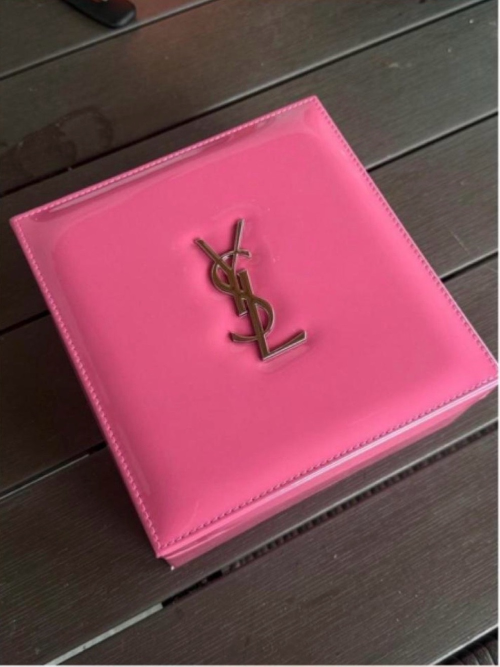 2026 Yves Saint Laurent stunning Pink Patent Leather Logo PR box.